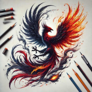 phoenix-with-shading – tattoo design ideas free ai generated – surrealism-illusionary – for-stomach – Gallery: phoenix-inkby-ai