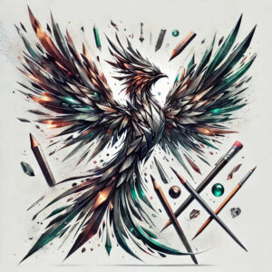 phoenix-with-shadow-and-light – tattoo design ideas free ai generated – neotraditional-detailed-linework – for-lower-back – Gallery: phoenix-inkby-ai