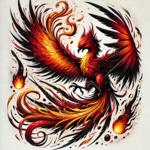 phoenix-with-shadow – tattoo design ideas free ai generated – realism-photorealistic-drawing – for-neck – Gallery: phoenix-inkby-ai