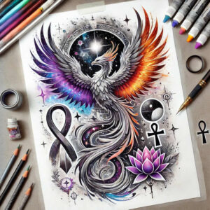 phoenix-with-symbol – tattoo design ideas free ai generated – realism-natural-contrast – for-elbow – Gallery: phoenix-inkby-ai