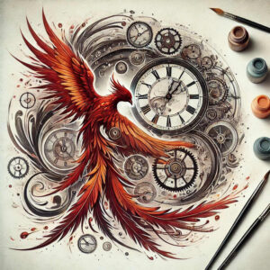 phoenix-with-symbol – tattoo design ideas free ai generated – realism-realistic-contrast – for-biceps – Gallery: phoenix-inkby-ai