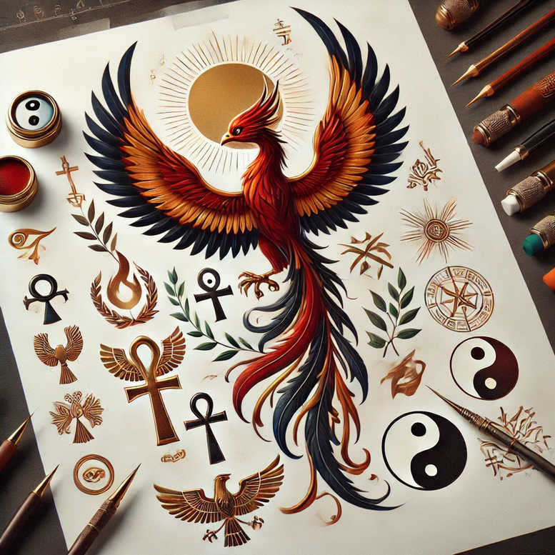 phoenix tattoo design ideas minimal fiery thunder represents endurance