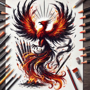 phoenix tattoo design ideas solid blacks fire for stomach