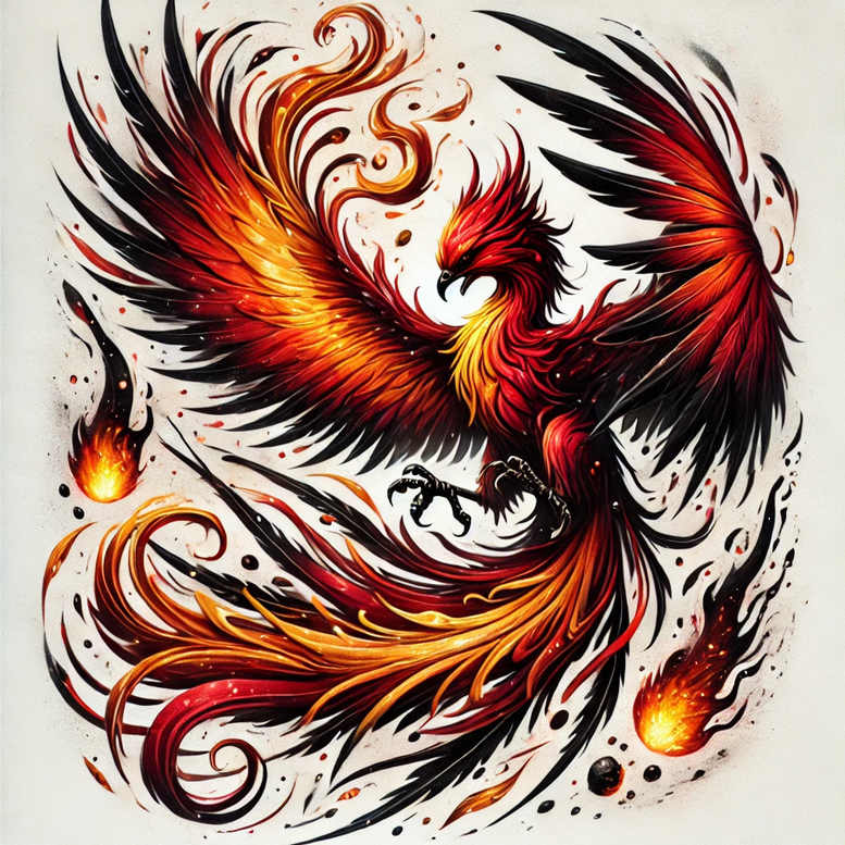 phoenix tattoo design ideas Surrealism translucent layers hope symbol courage and power