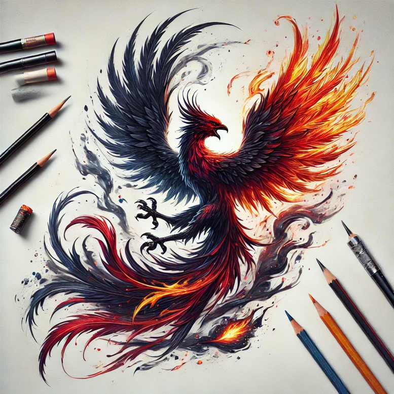 phoenix tattoo design ideas Surrealism juxtaposition immortal for shoulder