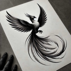 phoenix tattoo design ideas Surrealism melting forms transformation symbol symbolising courage