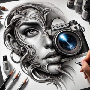detailed-photography-tattoo – tattoo design ideas free ai generated – unembellished – for-shoulder-blade – Gallery: photography-inkby-ai