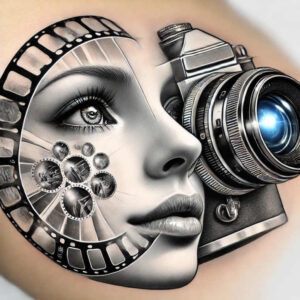 perspective-photography-tattoo – tattoo design ideas free ai generated – simple-form – for-upper-arm – Gallery: photography-inkby-ai