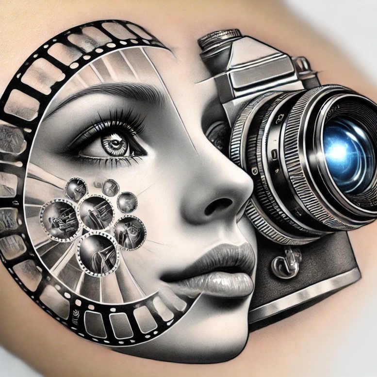 perspective-photography-tattoo – tattoo design ideas free ai generated – simple-form – for-upper-arm – Gallery: photography-inkby-ai