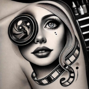portrait-photography-tattoo – tattoo design ideas free ai generated – petite – for-upper-thigh – Gallery: photography-inkby-ai