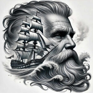mythical-god-tattoo – tattoo design ideas free ai generated – unnatural – for-back-shoulder – Gallery: poseidon-inkby-ai
