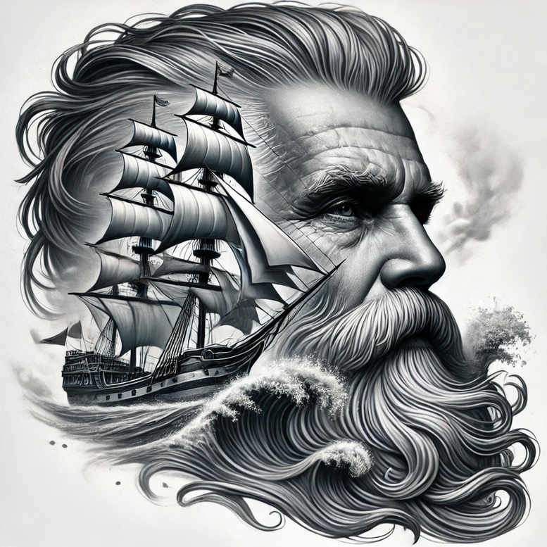 poseidon tattoo design ideas Surrealism visual paradox sea protector shows courage