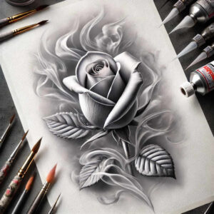 rose-decorative-tattoo – tattoo design ideas free ai generated – lightweight – for-ribs – Gallery: roses-inkby-ai