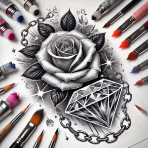 roses tattoo design ideas line-art blooming determination and power