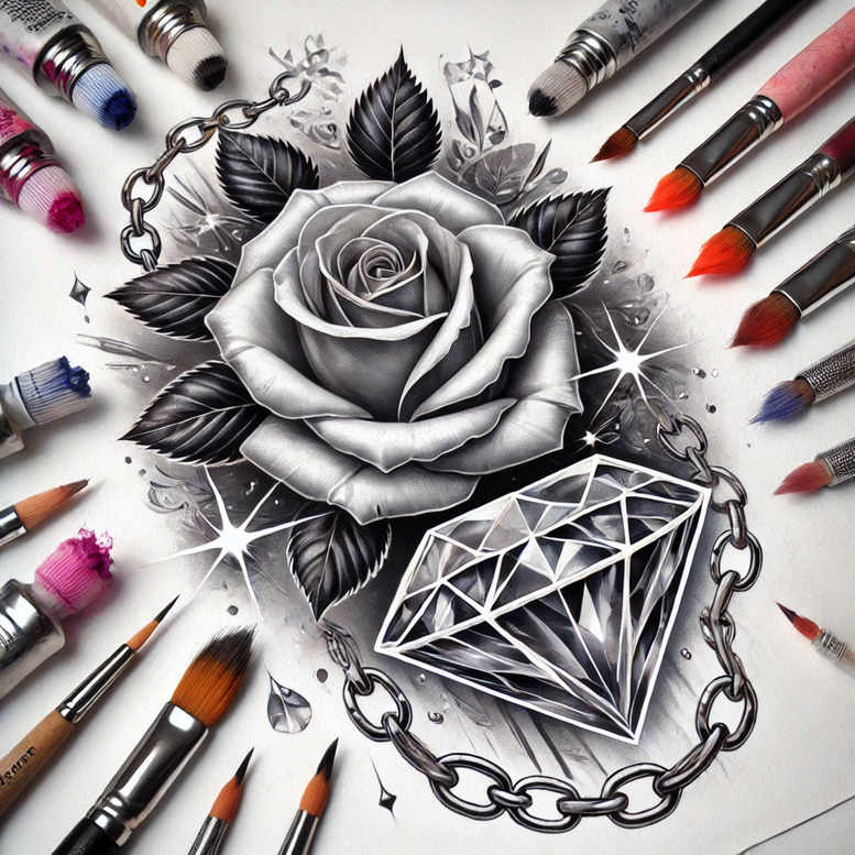 roses tattoo design ideas line-art blooming determination and power