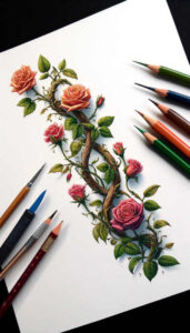 roses tattoo design ideas structured design romantic for upper thigh