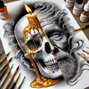 dot-skull-tattoo – tattoo design ideas free ai generated – twisted – for-sternum – Gallery: skulls-inkby-ai
