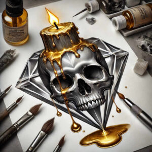 light-effect-skull-tattoo – tattoo design ideas free ai generated – mask – for-inner-arm – Gallery: skulls-inkby-ai