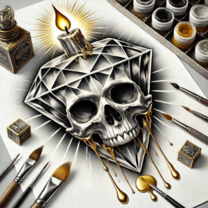 line-skull-tattoo – tattoo design ideas free ai generated – undead – for-shin – Gallery: skulls-inkby-ai