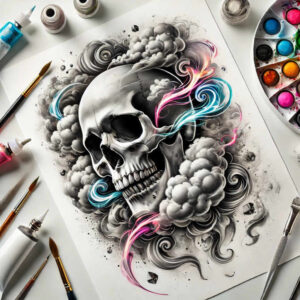 moving-skull-tattoo – tattoo design ideas free ai generated – void – for-scapula – Gallery: skulls-inkby-ai