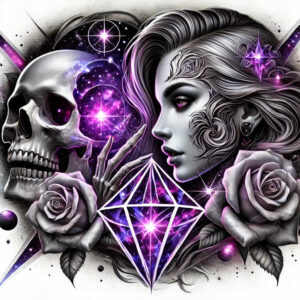 ornament-skull-tattoo – tattoo design ideas free ai generated – tattered-clothing – for-back-of-neck – Gallery: skulls-inkby-ai