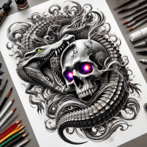 ornamental-skull-tattoo – tattoo design ideas free ai generated – murky – for-fingers – Gallery: skulls-inkby-ai