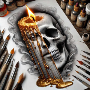protection-symbol-skull-tattoo – tattoo design ideas free ai generated – void – for-lower-chest – Gallery: skulls-inkby-ai