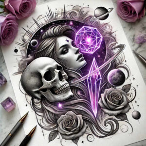 shadow-and-light-skull-tattoo – tattoo design ideas free ai generated – dark – for-knee – Gallery: skulls-inkby-ai