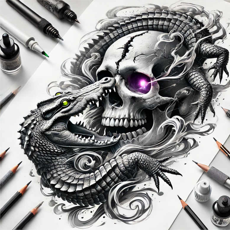 skulls tattoo design ideas dreamlike decay lines for shoulder