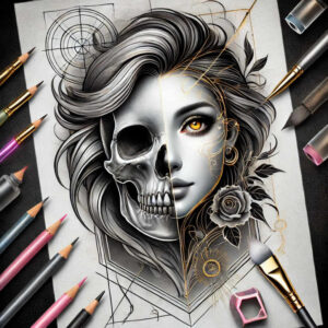 skulls tattoo design ideas Neotraditional dynamic color grim tone for wrist side