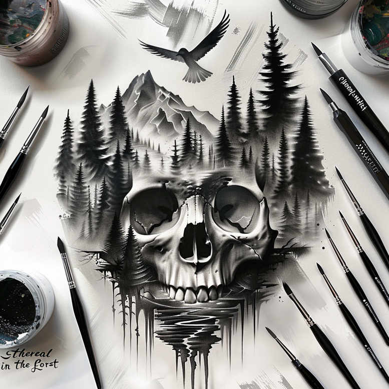 skulls tattoo design ideas luminous haunted symbol for side
