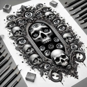 skulls tattoo design ideas Surrealism fantasy-inspired mystical death for palm