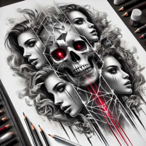 skulls tattoo design ideas sharp contrast skeletal art symbolising perseverance
