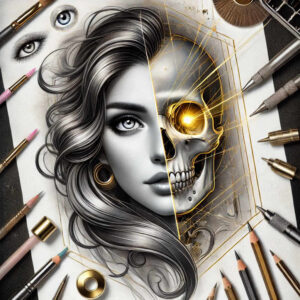 transformation-motif-skull-tattoo – tattoo design ideas free ai generated – spirit – for-full-back – Gallery: skulls-inkby-ai