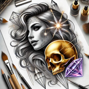 war-motif-skull-tattoo – tattoo design ideas free ai generated – gagged – for-back – Gallery: skulls-inkby-ai