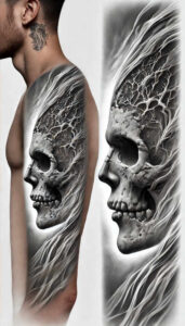 war-motif-skull-tattoo – tattoo design ideas free ai generated – spectral – for-ribs – Gallery: skulls-inkby-ai