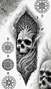 war-motif-skull-tattoo – tattoo design ideas free ai generated – unnatural – for-nape – Gallery: skulls-inkby-ai