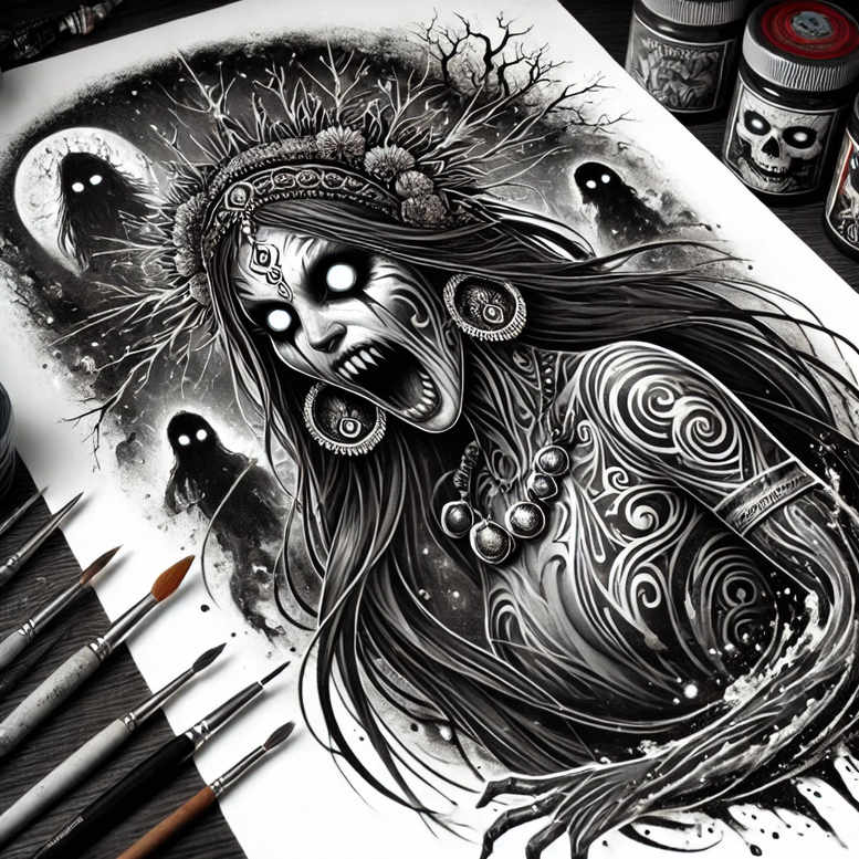 slowianskie-moce-natury-neotraditional-layered-fill-for-spine – tattoo design ideas free ai generated – Gallery: slavic-mythology-inkby-ai