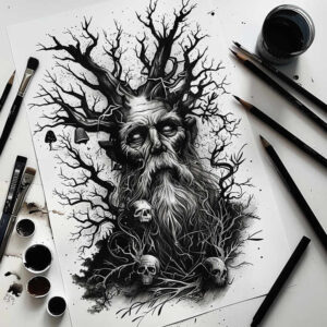 slowianskie-opowiesci-realism-photorealistic-drawing-for-triceps – tattoo design ideas free ai generated – Gallery: slavic-mythology-inkby-ai