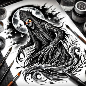 slowianskie-duchy-neotraditional-solid-blacks-for-back-shoulder – tattoo design ideas free ai generated – Gallery: slavic-mythology-inkby-ai