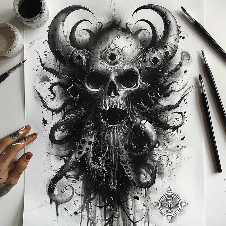 slowianskie-symbole-surrealism-whimsical-for-spine – tattoo design ideas free ai generated – Gallery: slavic-mythology-inkby-ai