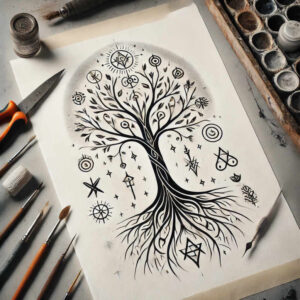 slowianskie-symbole-duchowosci-neotraditional-expressive-color-for-elbow – tattoo design ideas free ai generated – Gallery: slavic-mythology-inkby-ai