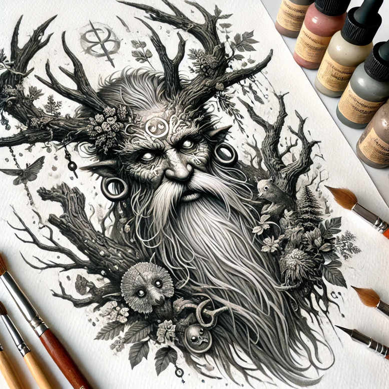 slowianskie-opowiesci-neotraditional-bold-texture-for-lower-back – tattoo design ideas free ai generated – Gallery: slavic-mythology-inkby-ai