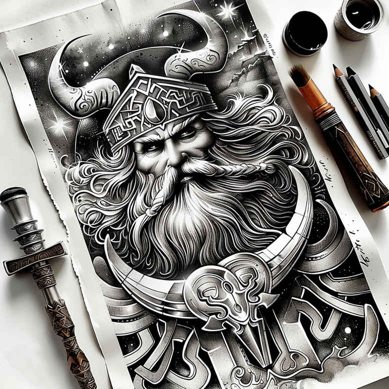slowianskie-bostwa-swiatla-neotraditional-bold-texture-for-stomach – tattoo design ideas free ai generated – Gallery: slavic-mythology-inkby-ai