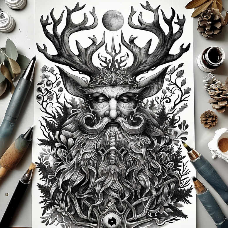 slowianskie-wierzenia-surrealism-otherworldly-for-back-shoulder – tattoo design ideas free ai generated – Gallery: slavic-mythology-inkby-ai