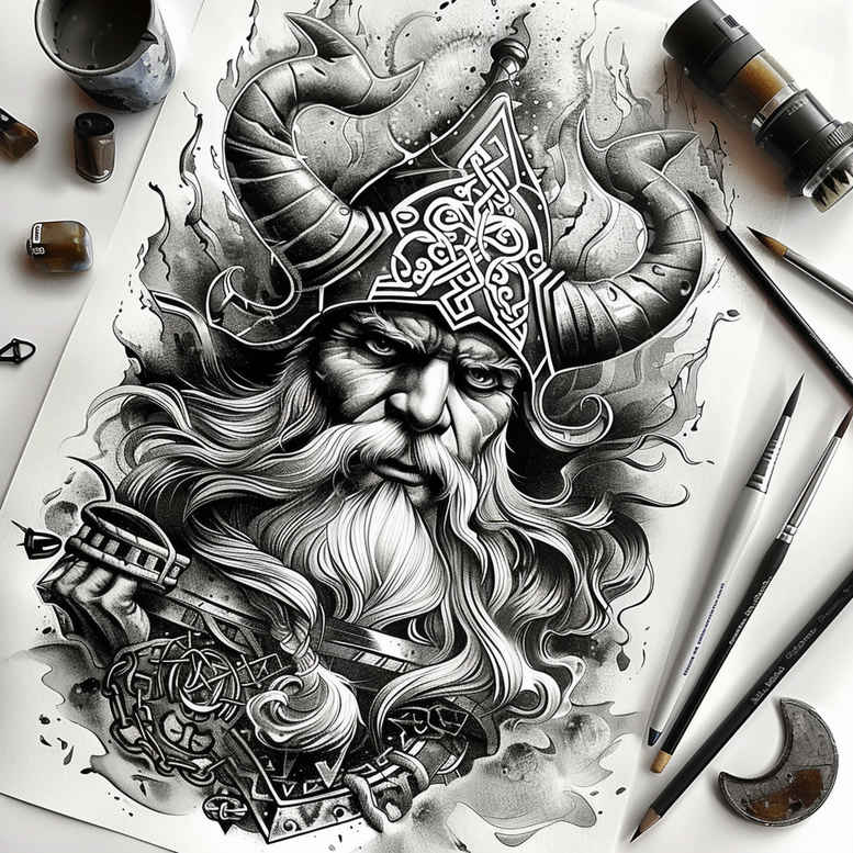 slowianskie-rytualy-realism-contrast-play-for-shoulder – tattoo design ideas free ai generated – Gallery: slavic-mythology-inkby-ai