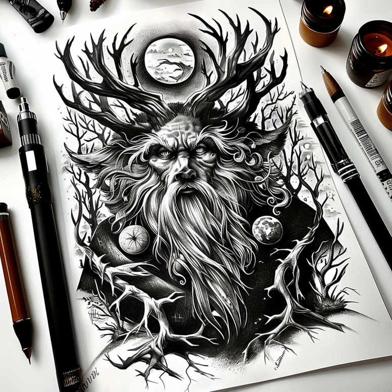 slowianskie-wierzenia-neotraditional-color-overlays-for-spine – tattoo design ideas free ai generated – Gallery: slavic-mythology-inkby-ai