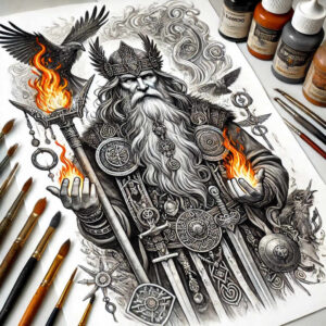 slavic-mythology tattoo design ideas soft shadows bleeding for side torso
