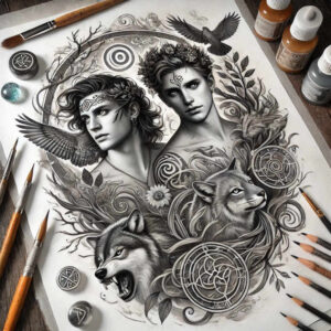 slavic-mythology tattoo design ideas true rendering chained for nape