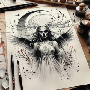 slavic-mythology tattoo design ideas Surrealism melted shapes decaying for inner arm
